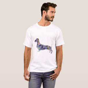 Mandala-Dachshund Basic T-Shirt, Weiß T-Shirt