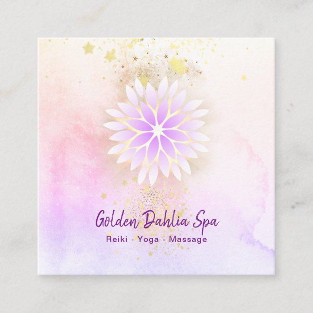 *~* Mandala Dahlia Pastel Lavender Pink Quadratische Visitenkarte (Vorderseite)