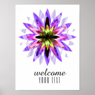 Mandala Damask Herzlich Willkommen in Lotus Blume Poster