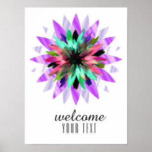 Mandala Damask Herzlich Willkommen in Lotus Blume Poster