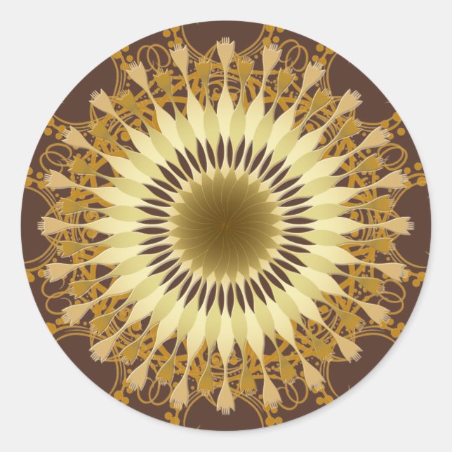 Mandala Damask Lotus Blume Art Runder Aufkleber (Vorderseite)