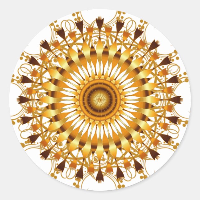 Mandala Damask Lotus Blume Art Runder Aufkleber (Vorderseite)