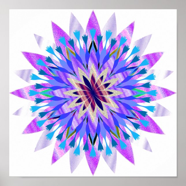 Mandala Damask Lotus Blume Lotus Poster (Vorne)