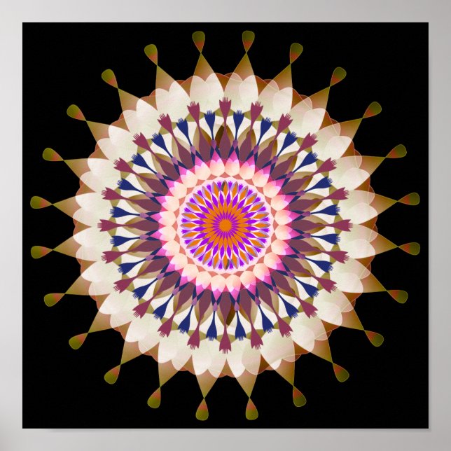 Mandala Damask Lotus Blume Lotus Poster (Vorne)