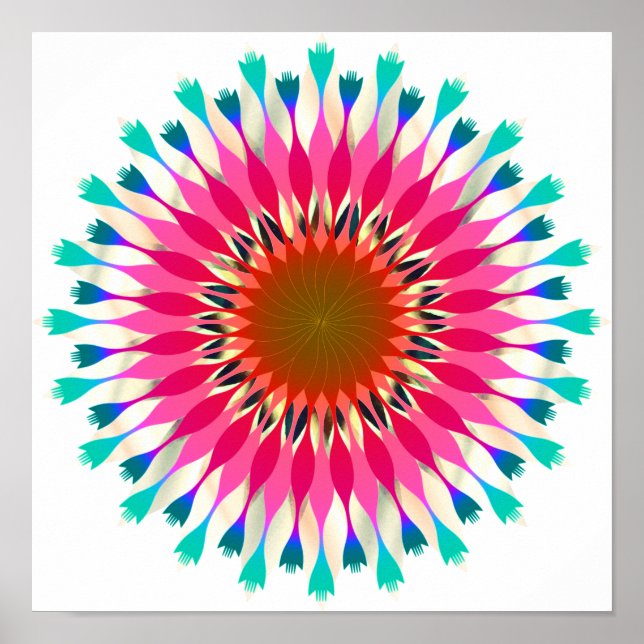 Mandala Damask Lotus Blume Lotus Poster (Vorne)