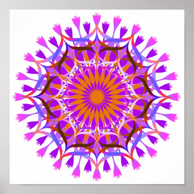 Mandala Damask Lotus Blume Lotus Poster (Vorne)