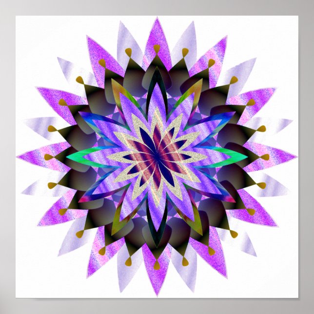 Mandala Damask Lotus Blume Lotus Poster (Vorne)