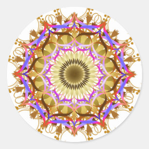Mandala Damask Lotus Blume Lotus Runder Aufkleber