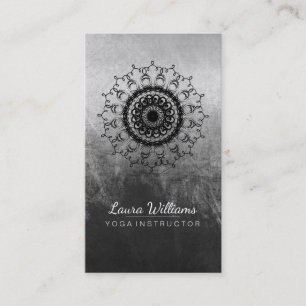 Mandala Damask Lotus Blume Meditation Schwarz-weiß Visitenkarte