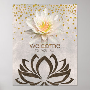 Mandala Damask Lotus Willkommen Yoga Meditation Poster