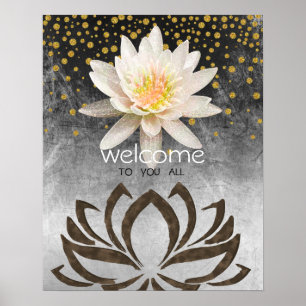 Mandala Damask Lotus Willkommen Yoga Meditation Poster