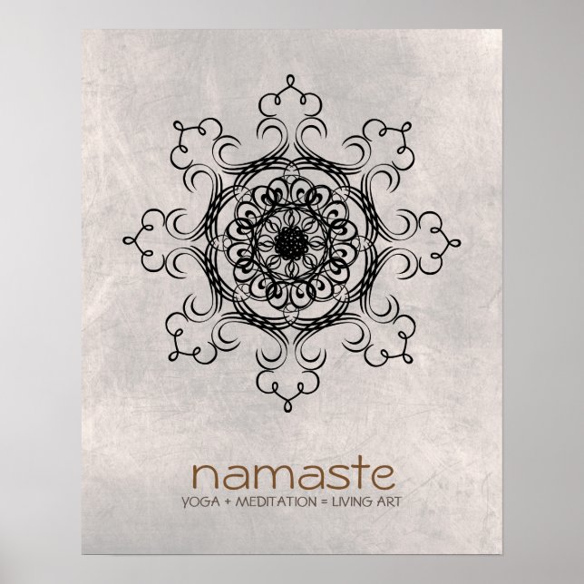 Mandala Damask Namaste Yoga Meditation Poster (Vorne)