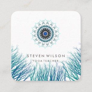Mandala Damask Yoga Holistic Medical Massage Sq Quadratische Visitenkarte