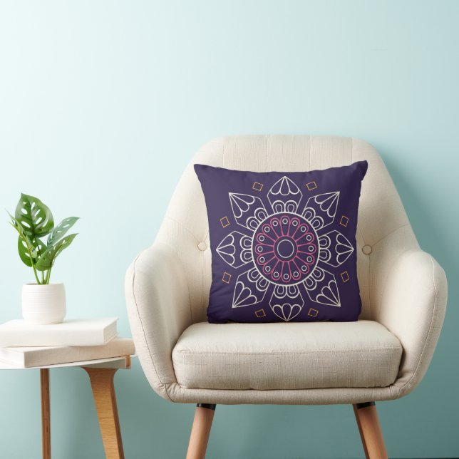Mandala Decorative Throw Kissen - Lila geometrisch (Stuhl )