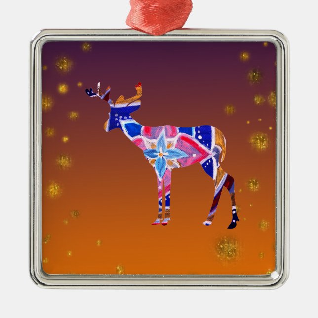 Mandala Deer Ornament Aus Metall (Vorne)