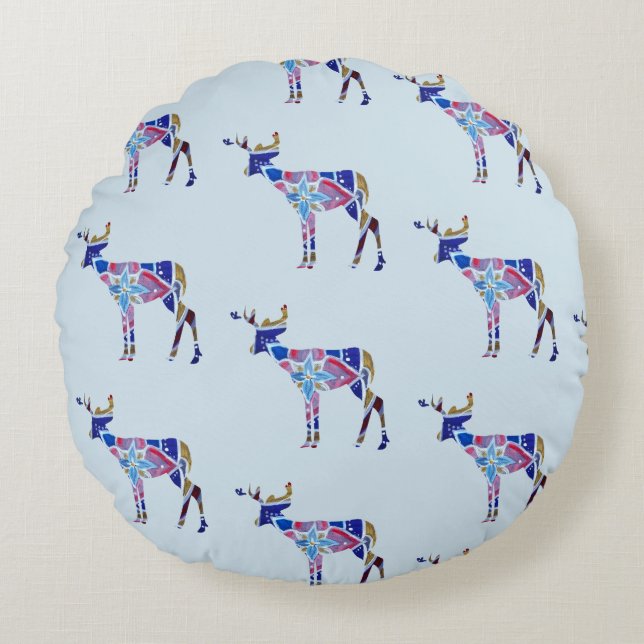 Mandala Deer Round-Wire-Kissen 41 cm Rundes Kissen (Vorderseite)