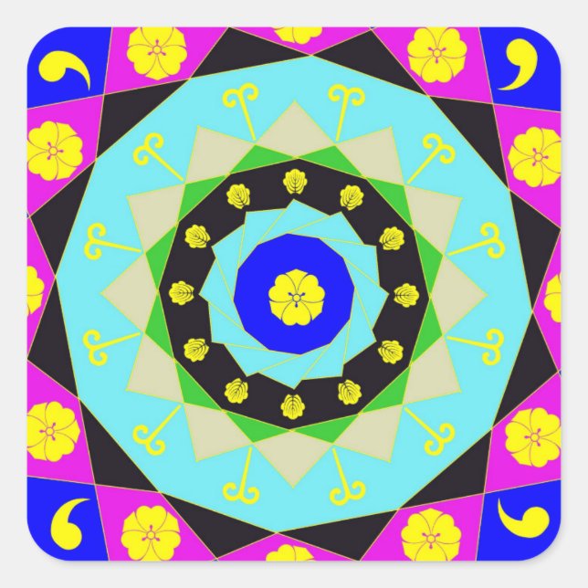 Mandala: Dekorativ Quadratischer Aufkleber (Vorderseite)