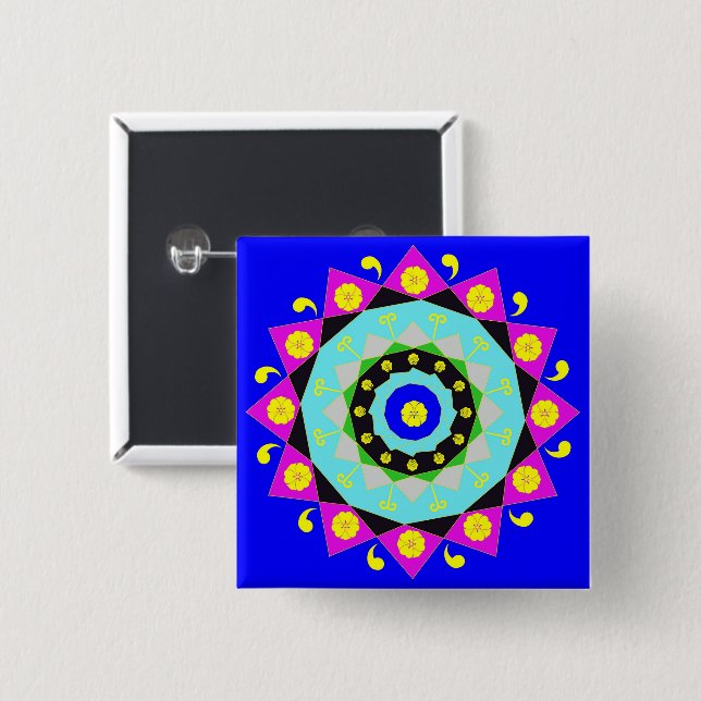 Mandala: Dekorative Schaltfläche Button (Vorne & Hinten)