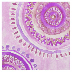 MANDALA-DENKRICHTUNG lila Boho Watercolor-Muster Stoff