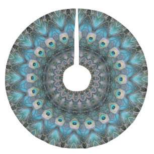Mandala der Pfau-Augen Polyester Weihnachtsbaumdecke