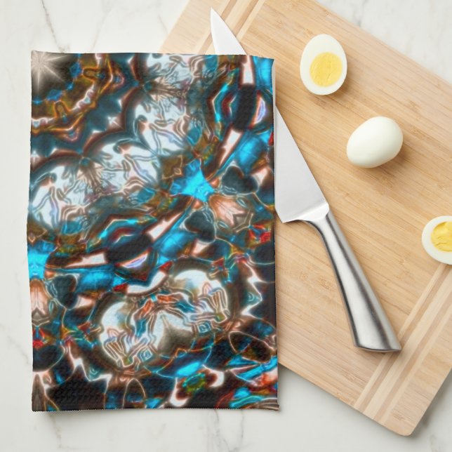 Mandala, der wie ein Krater in hellen Farben aussi Geschirrtuch (Viertel Falte)