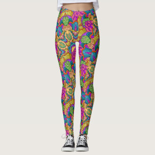 Mandala Design in den Bereichen Blues und Gold Leggings