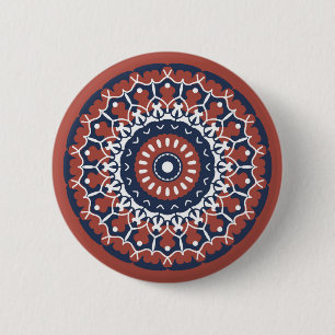 Mandala Design in Rot und Blau Button