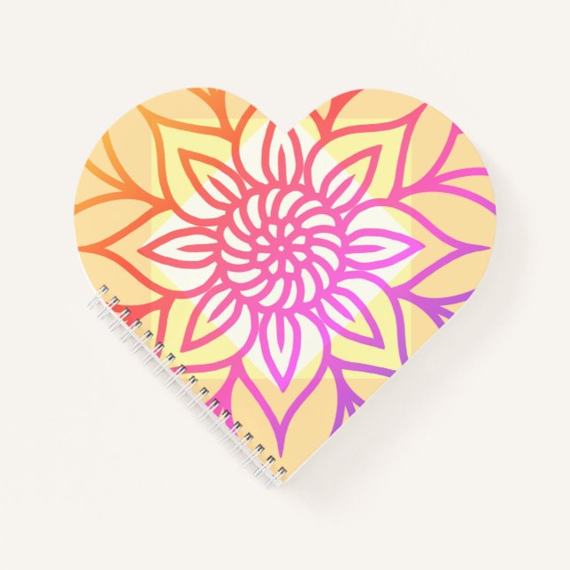 Mandala Design Lichtfarbe Notizbuch (Vorderseite)