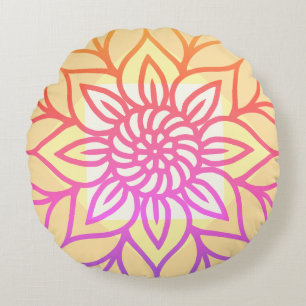 Mandala Design Lichtfarbe Rundes Kissen