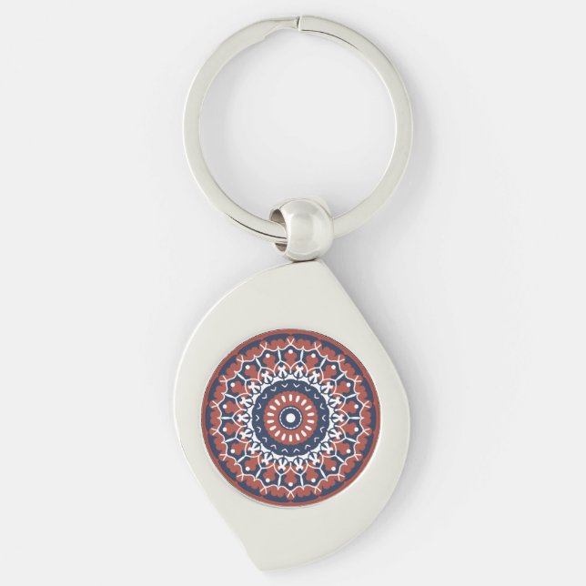 Mandala Design Metal Schlüsselanhänger (Vorderseite)