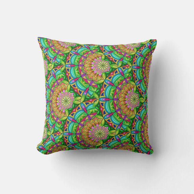 Mandala Design, Neon Pinwheels Kissen (Vorderseite)