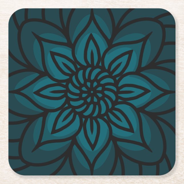 Mandala Design Paper Coaster Rechteckiger Pappuntersetzer (Vorderseite)