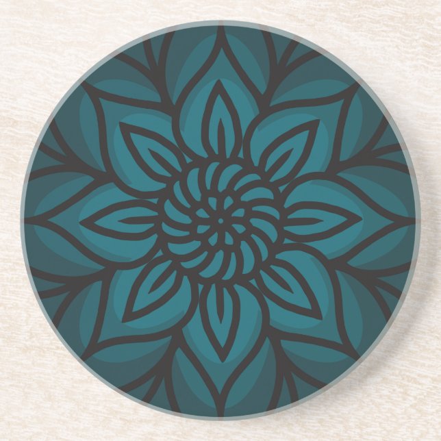 Mandala-Design-Sandstein-Getränkeuntersetzer Getränkeuntersetzer (Vorne)