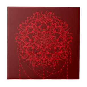 Mandala designburgundy Indian Fliese