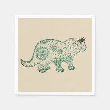 Mandala Dinosaur, Triceratops Paper Napkin