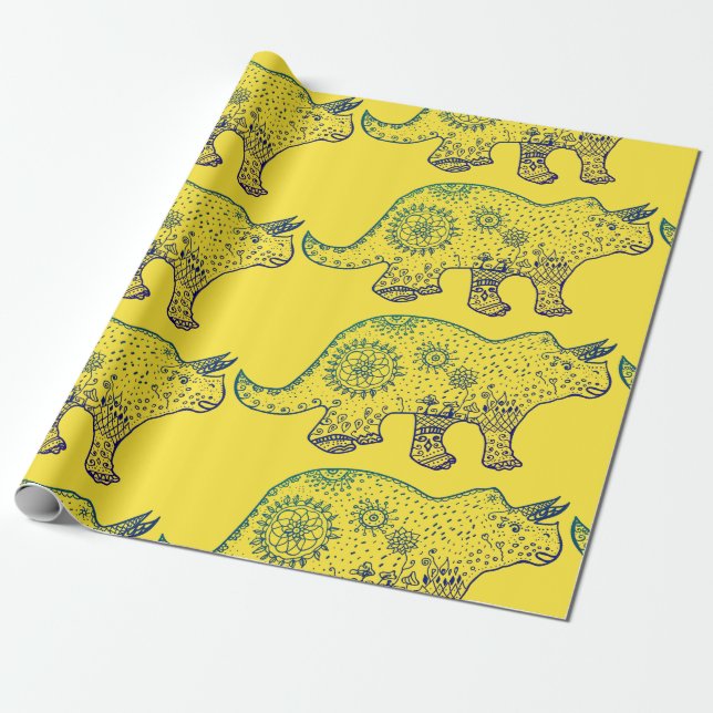Mandala Dinosaur Wrapping Paper Geschenkpapier (Ungerollt)