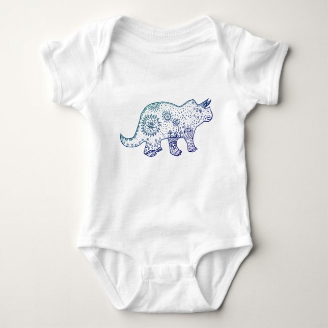 Mandala Dinosaur Zeichnend Baby Bodysuit Strampler (Vorderseite)