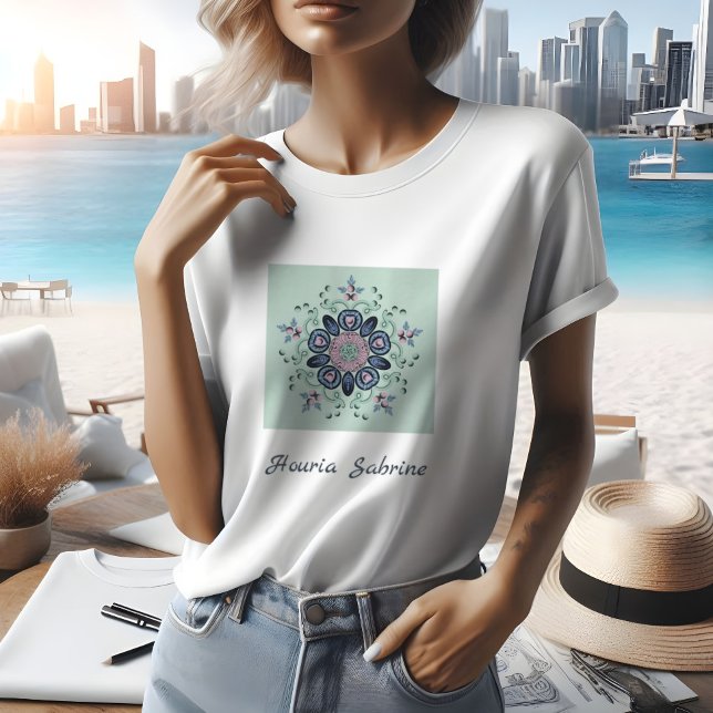 Mandala Doodles ist ein modernes türkisfarbenes Ro T-Shirt (Von Creator hochgeladen)