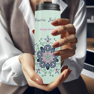 Mandala Doodles ist ein modernes türkisfarbenes Ro Thermosbecher