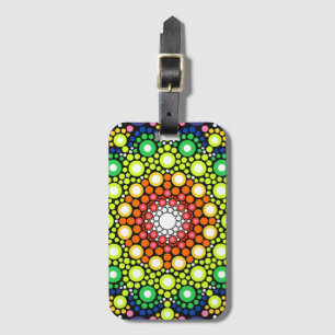 Mandala Dot Fraktal Retro Hippie Trippy Dots Gepäckanhänger