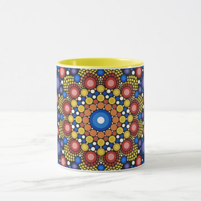 Mandala Dot Fraktal Retro Hippie Trippy Dots Tasse (Zentrum)