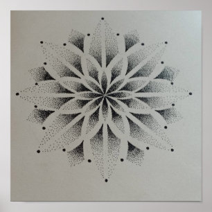 mandala dotwork modern zwart wit strak poster
