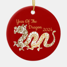 Mandala Dragon 2024 Chinesischer Neujahrsroter