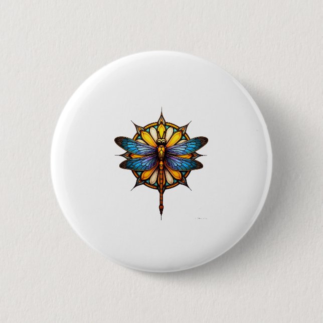 Mandala Dragonfly Luminous Sacred Geometry Spiritu Button (Vorderseite)