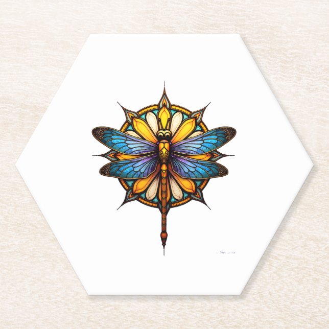 Mandala Dragonfly Luminous Sacred Geometry Spiritu Untersetzer (Vorderseite)