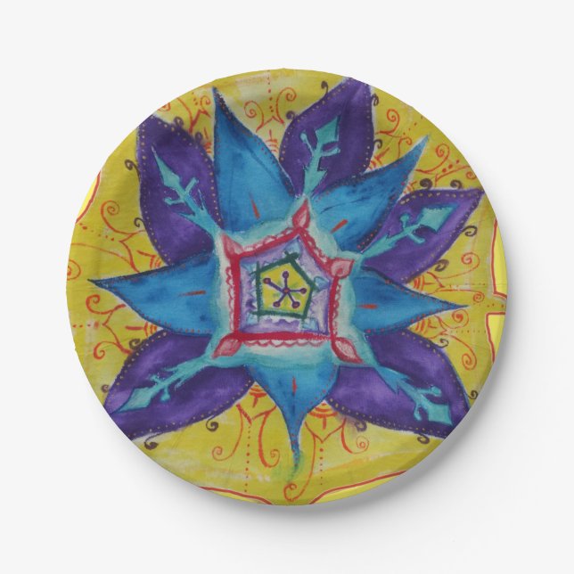 Mandala Dream Handgemälde Pappteller (Vorderseite)