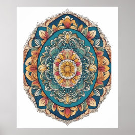 Mandala Egg - Intricate Boho Floral Design Poster