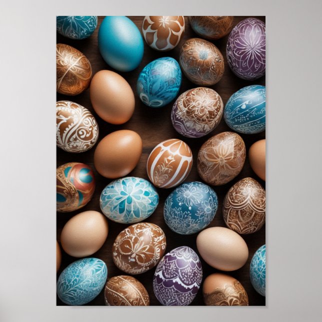 Mandala Egg - Intricate Boho Floral Design Poster (Vorne)