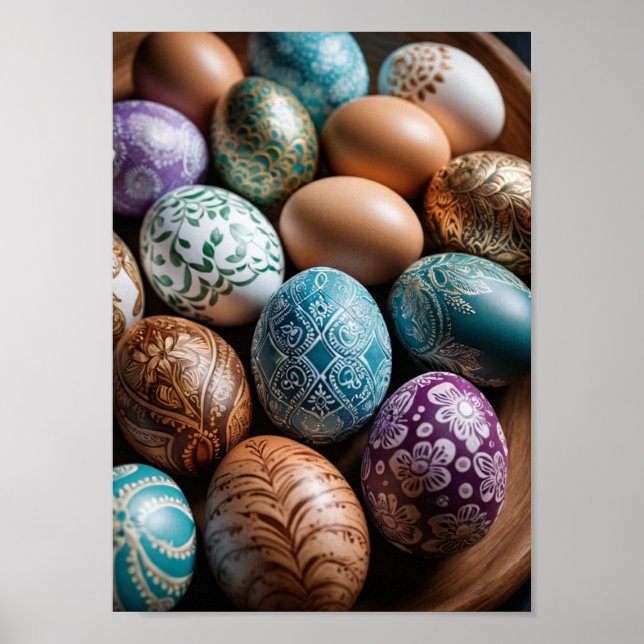 Mandala Egg - Intricate Boho Floral Design Poster (Vorne)