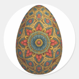 Mandala Egg - Intricate Boho Floral Design Runder Aufkleber
